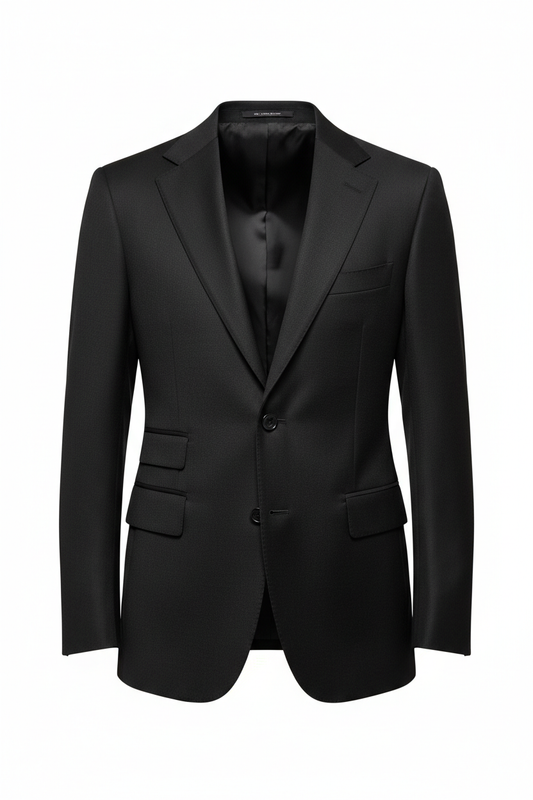 Black suit jacket product shot