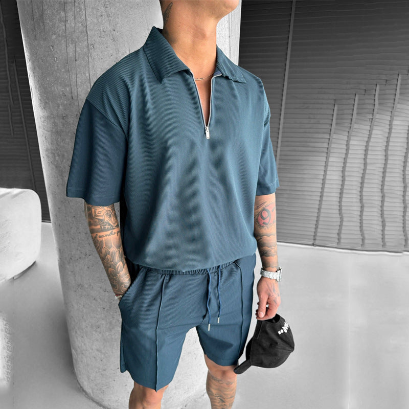 Men's Zipper Polo and Shorts Set — shorts detail — Undefyning Lynes (4 of 10)