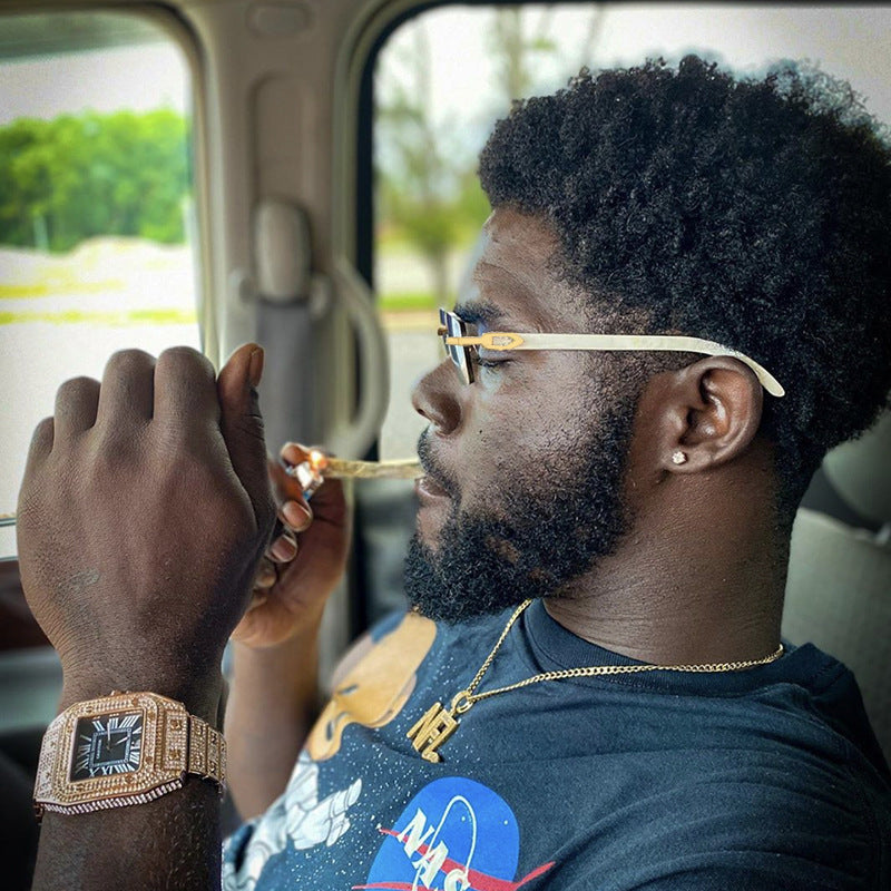 Frameless Diamond-Trim Sunglasses - worn on model