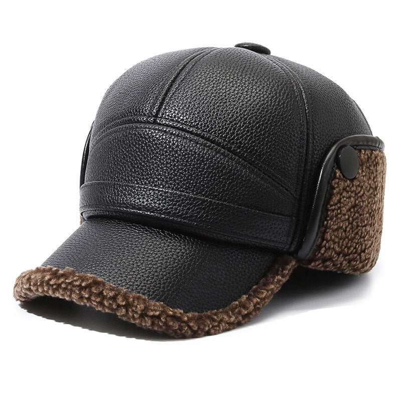 Faux Leather Dome Cap - stitching detail