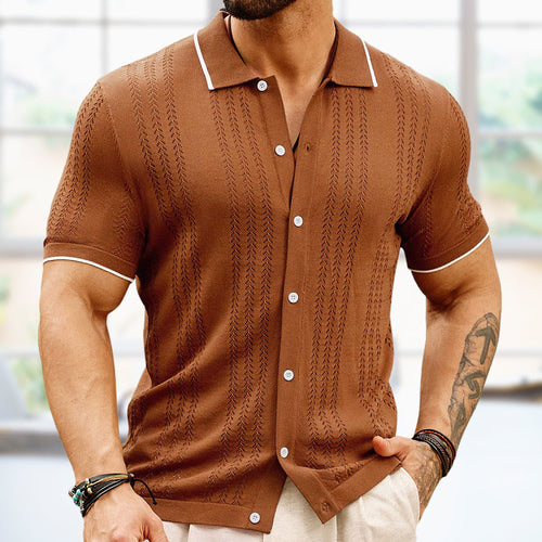 Men's Business Polo Shirt, Button Lapel Short Sleeve — front view — Undefyning Lynes (1 of 8)