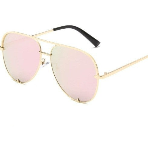 Double-Bridge Metal Sunglasses in black frame with smoke lens