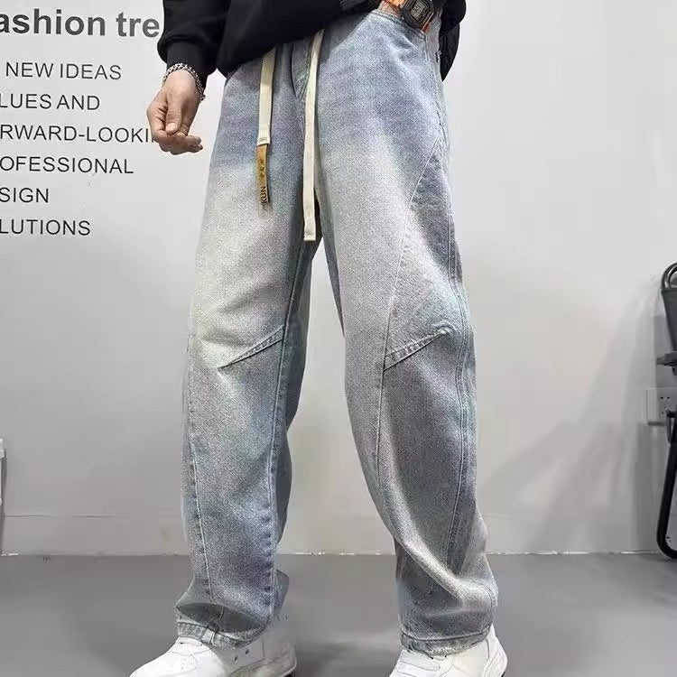 Rebel Washed Straight Jeans - styled on model