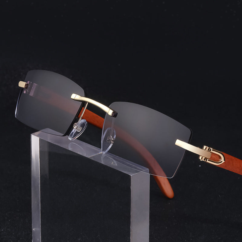 Frameless Diamond-Trim Sunglasses - side view