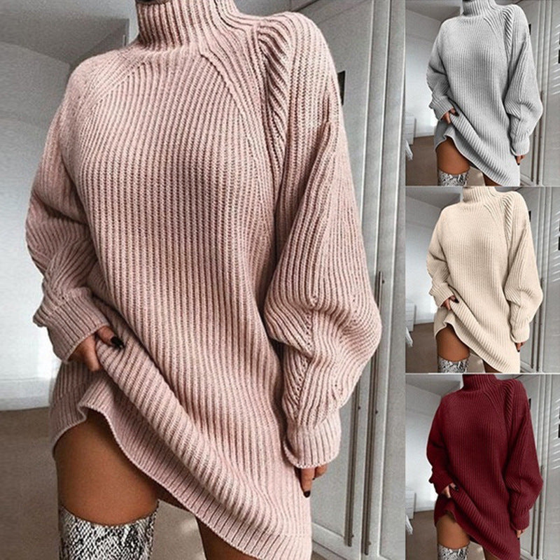 Cocoon Turtleneck Sweater Dress - front view