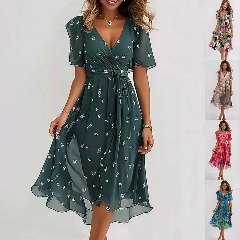 Breezy Chiffon Midi Dress - front view