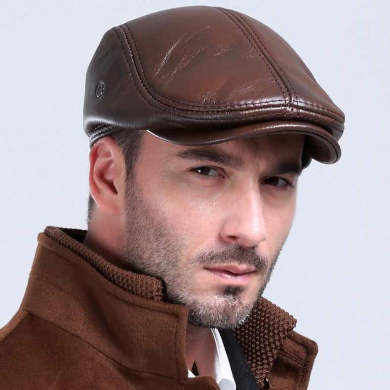 Full-Grain Leather Ball Cap - front view