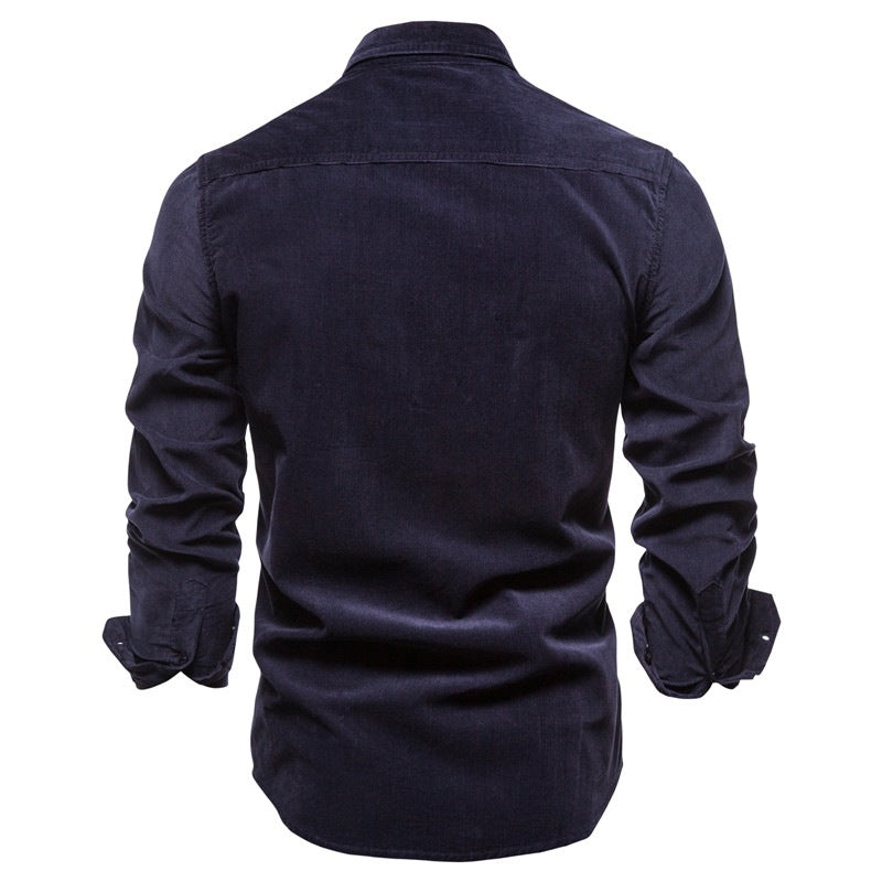 Undefyning Lynes Men's Linen Long Sleeve Shirt - collar detail