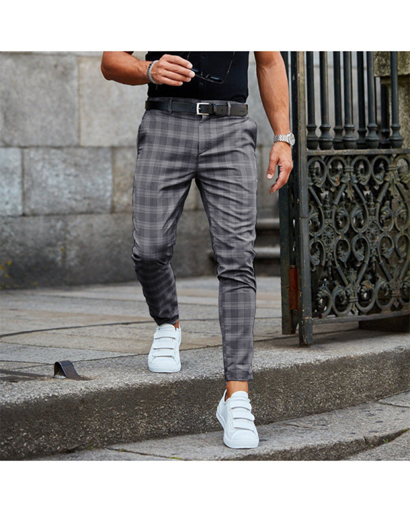 Plaid Print Men's Casual Loose And Thin Pants — detail view