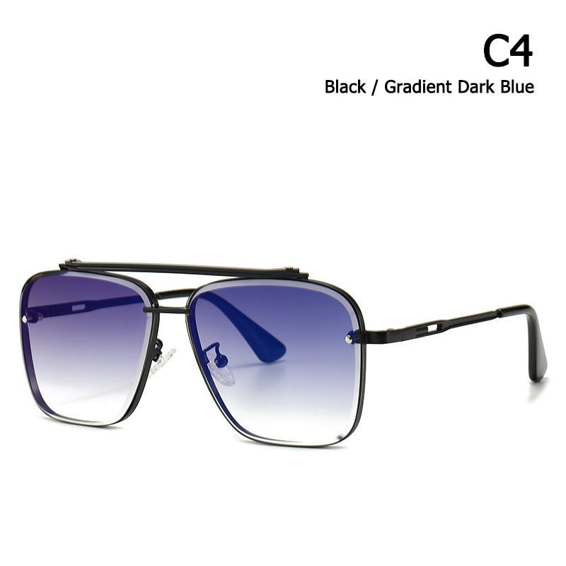 Retro Square Frame Sunglasses - worn on model