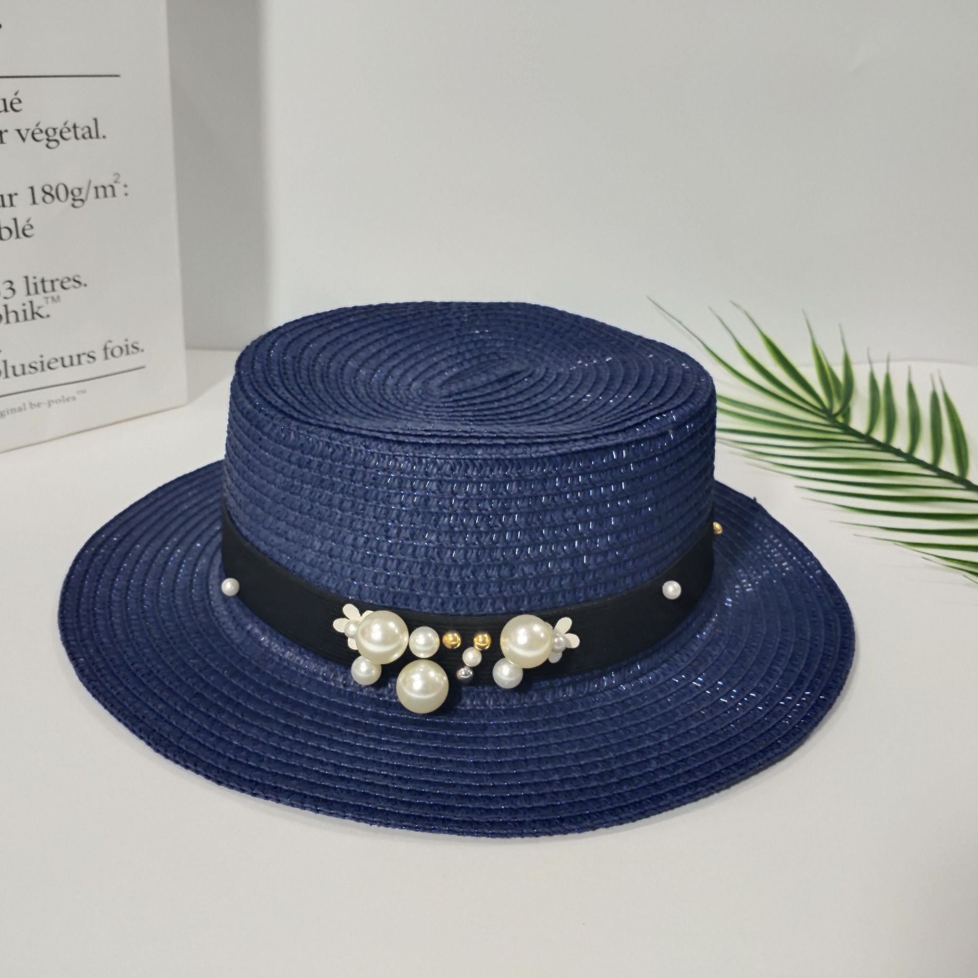 Pearl Bow Straw Sun Hat in khaki