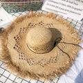Hand-Woven Raffia Wide-Brim Hat - front view