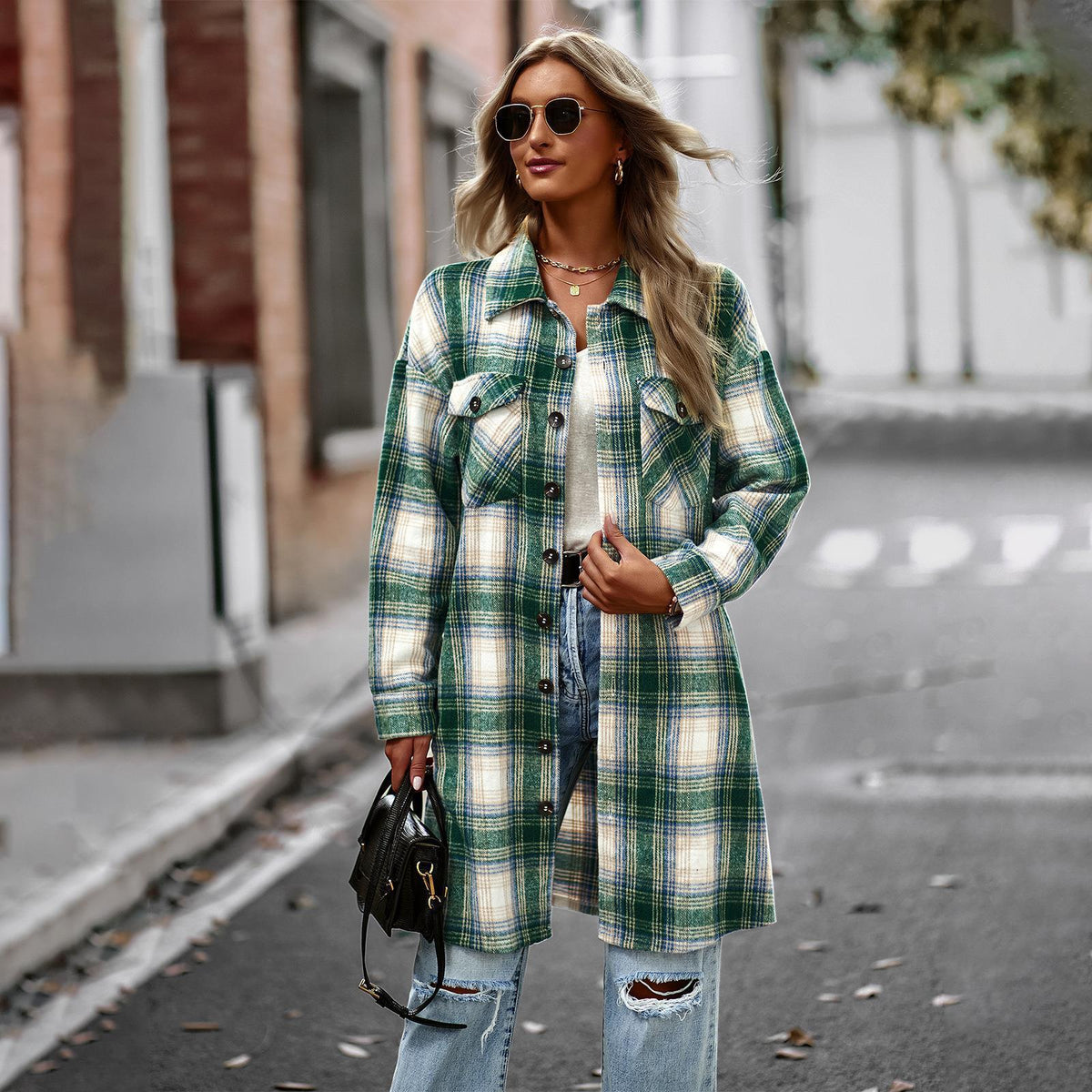 Rowan Long Plaid Coat, view 2