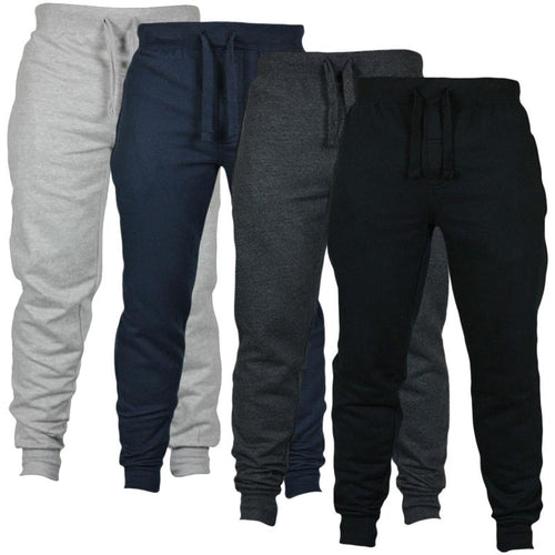 Men's Drawstring Fleece Casual Pants, Solid Color — front view — Undefyning Lynes (1 of 5)