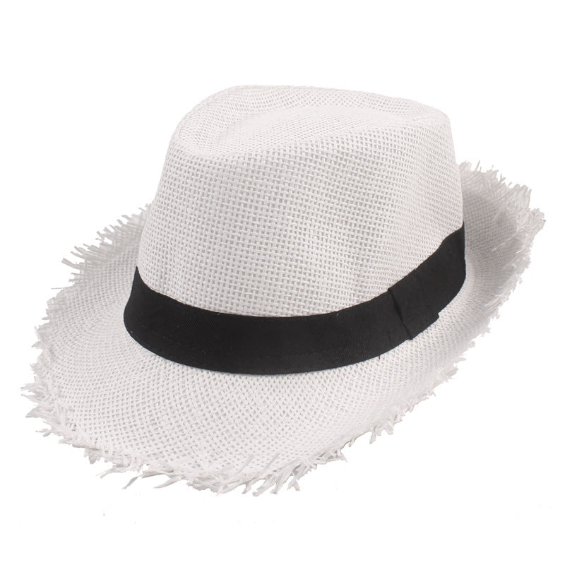 Woven Straw Top Hat — weave texture detail