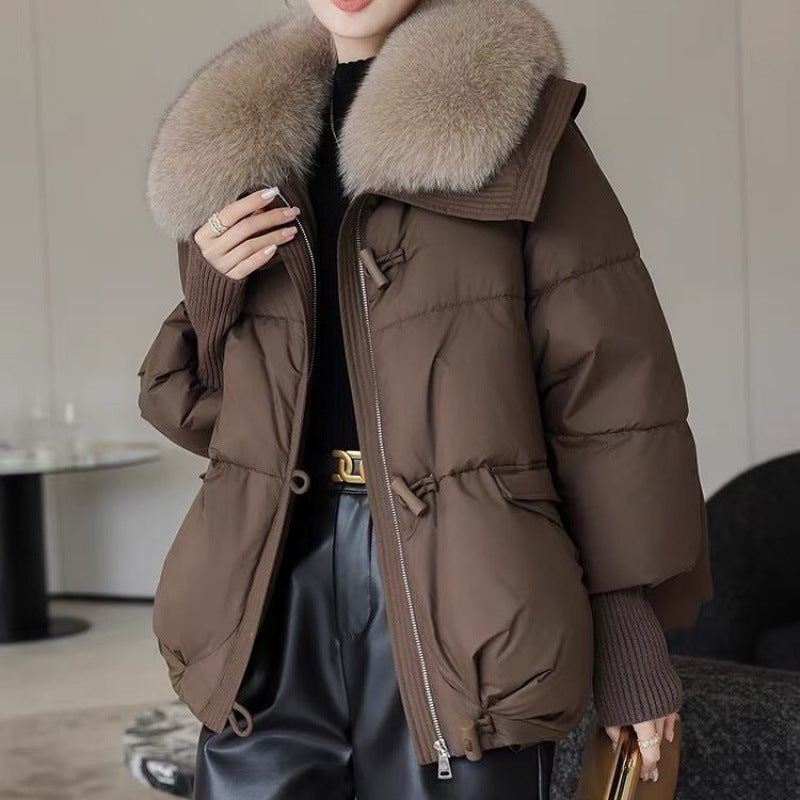 Frostbloom Fur-Collar Coat in white
