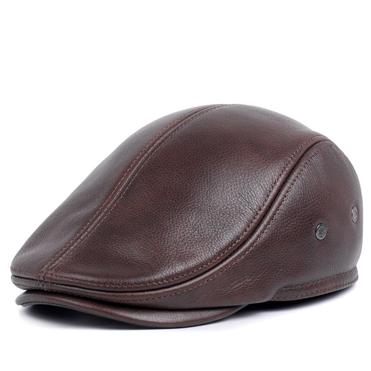 Full-Grain Leather Ball Cap - worn on model