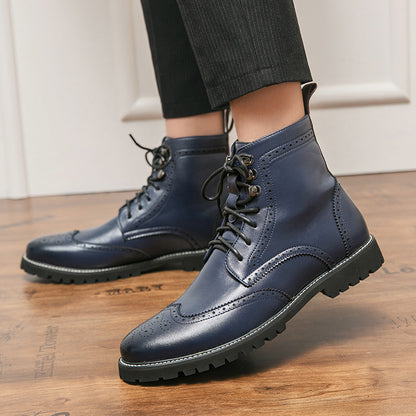 Men's Mid-Calf Lace-Up Martin Boots — Breathable PU Outdoor Fashion Boots Undefyning Lynes