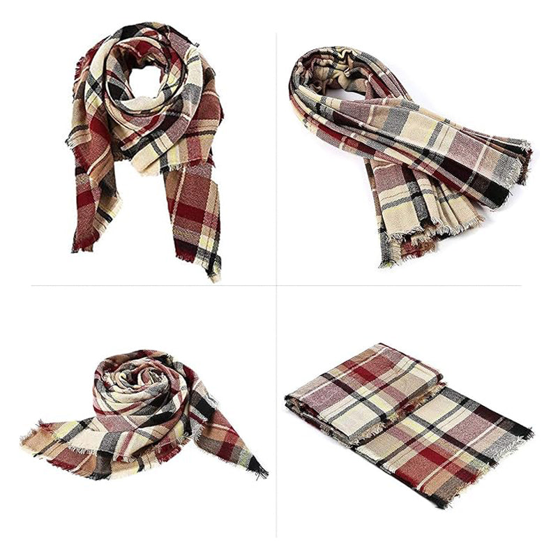 Highland Tartan Blanket Scarf in red plaid, view 7