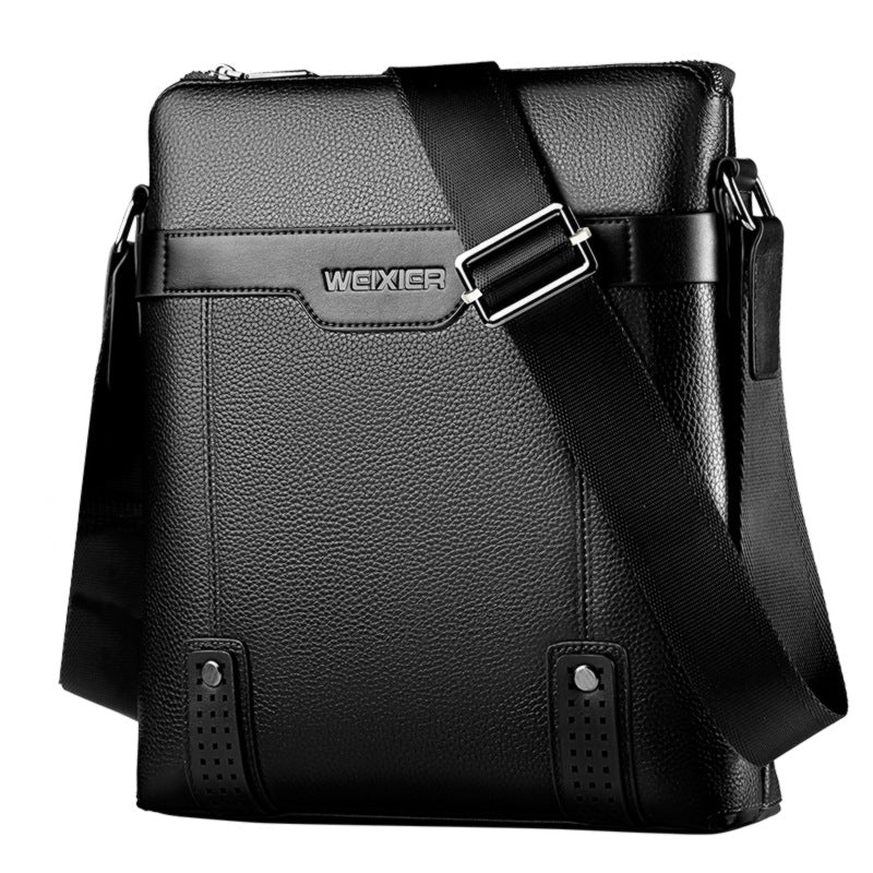 Men's PU Leather Messenger Bag — front view — Undefyning Lynes (1 of 8)