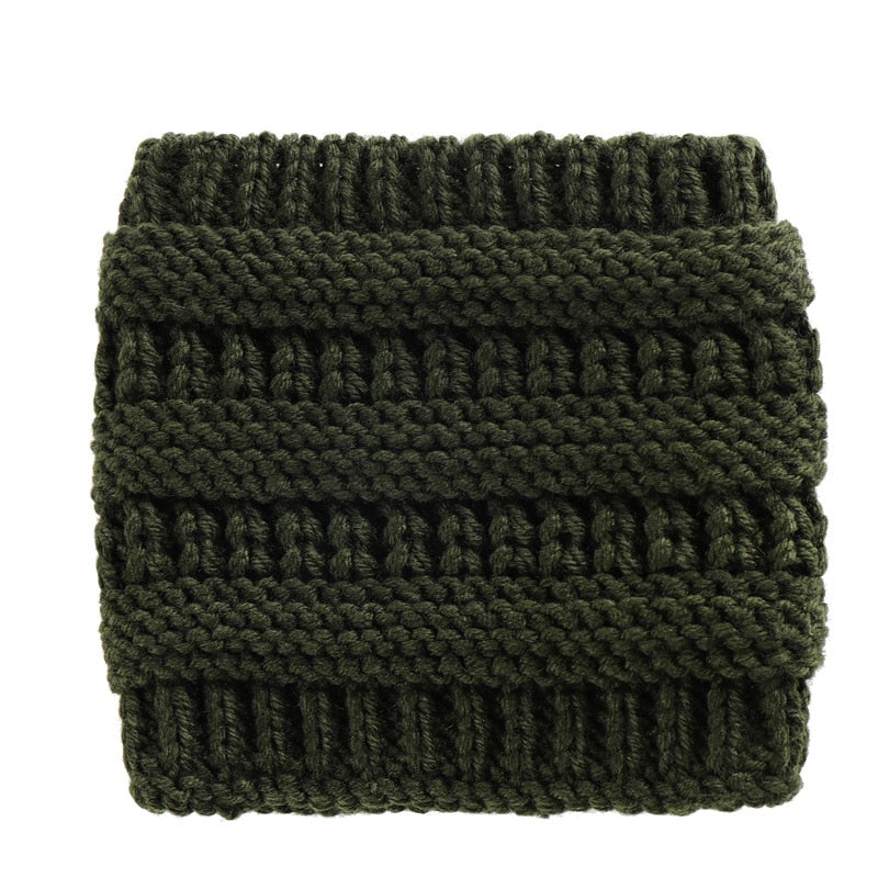 Crochet Ponytail Headwrap - back, open for ponytail