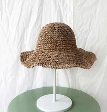 Foldable Wide-Brim Straw Sun Hat — color options