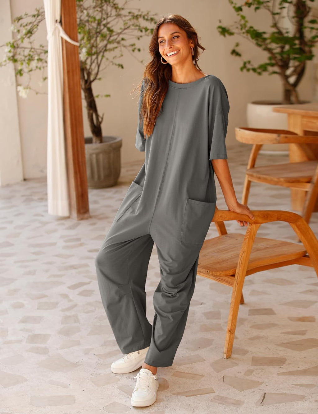 Easton V-Neck Pocket Jumpsuit, view 8