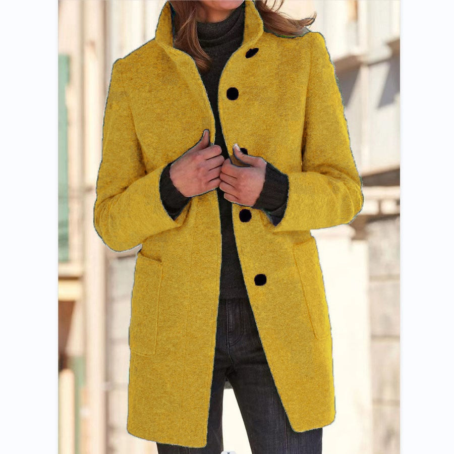 Women's Stand Collar Coat worn, styled outfit
