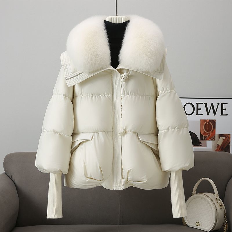 Frostbloom Fur-Collar Coat in wine red