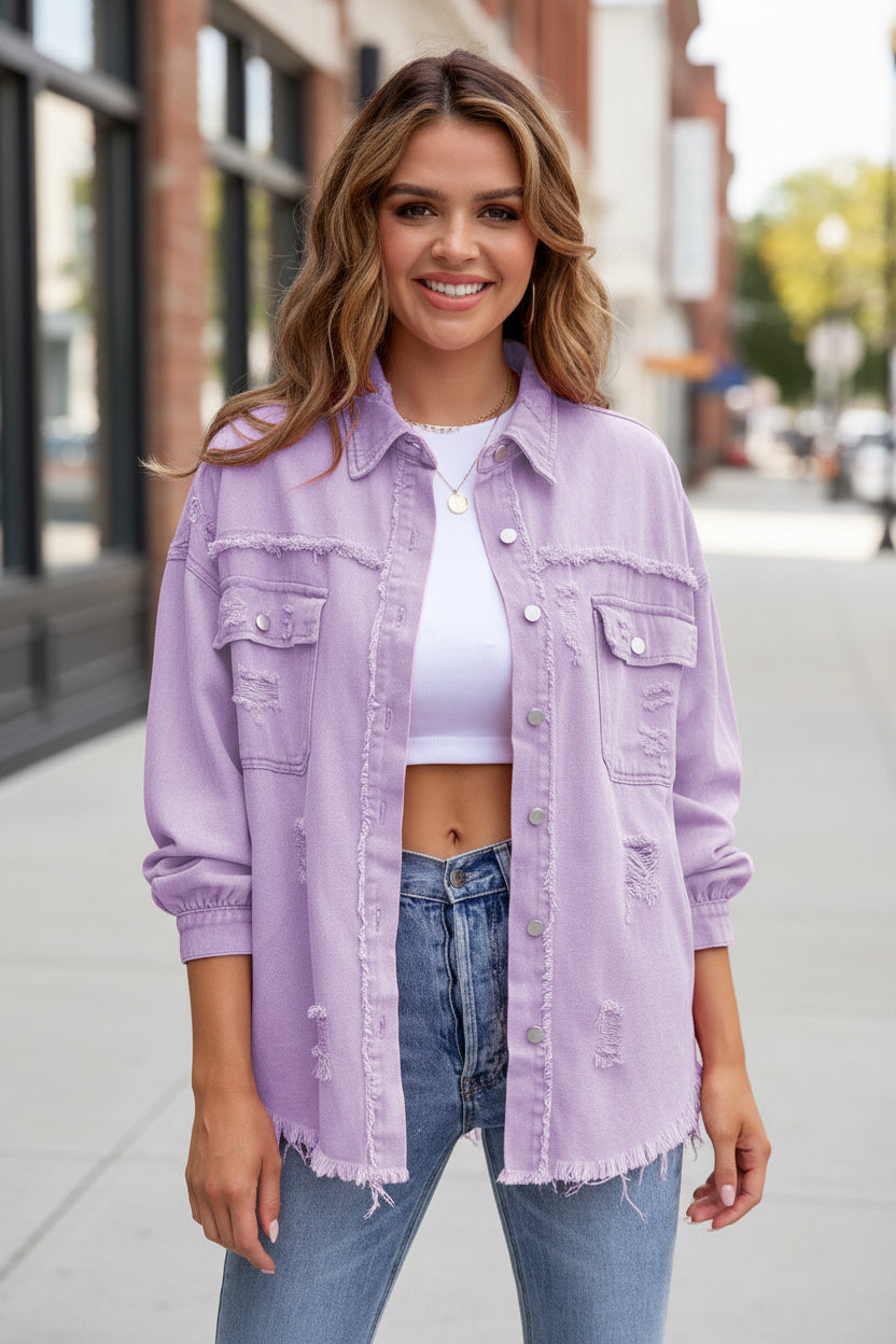 Rustic Ripped Shirt Jacket - view 3