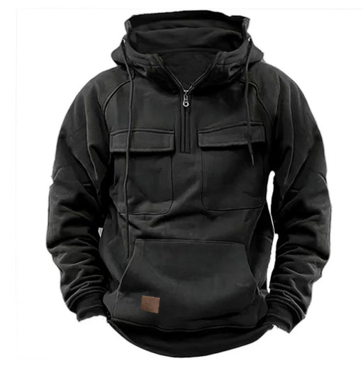 Zip-up Sports Hoodie With Drawstring And Pocket — pocket detail