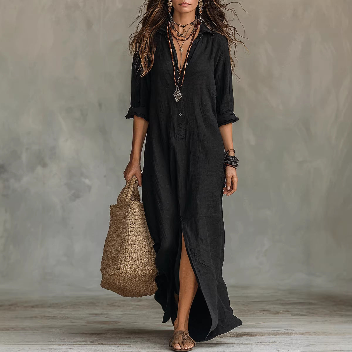 Solstice Lapel Maxi Dress, view 11