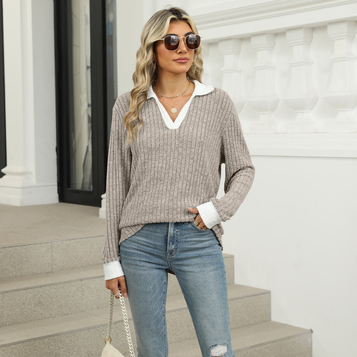 Sienna Lapel Long-Sleeve Top, view 11