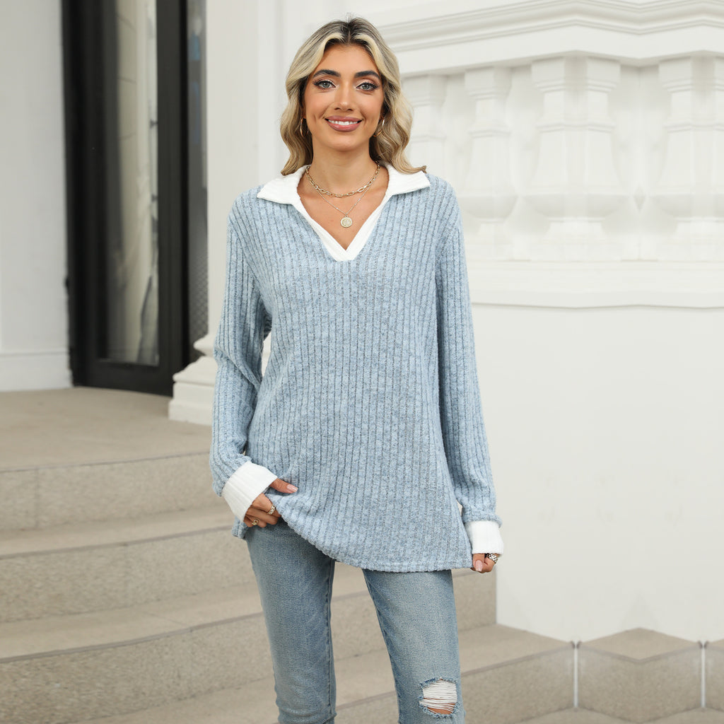 Sienna Lapel Long-Sleeve Top, view 6