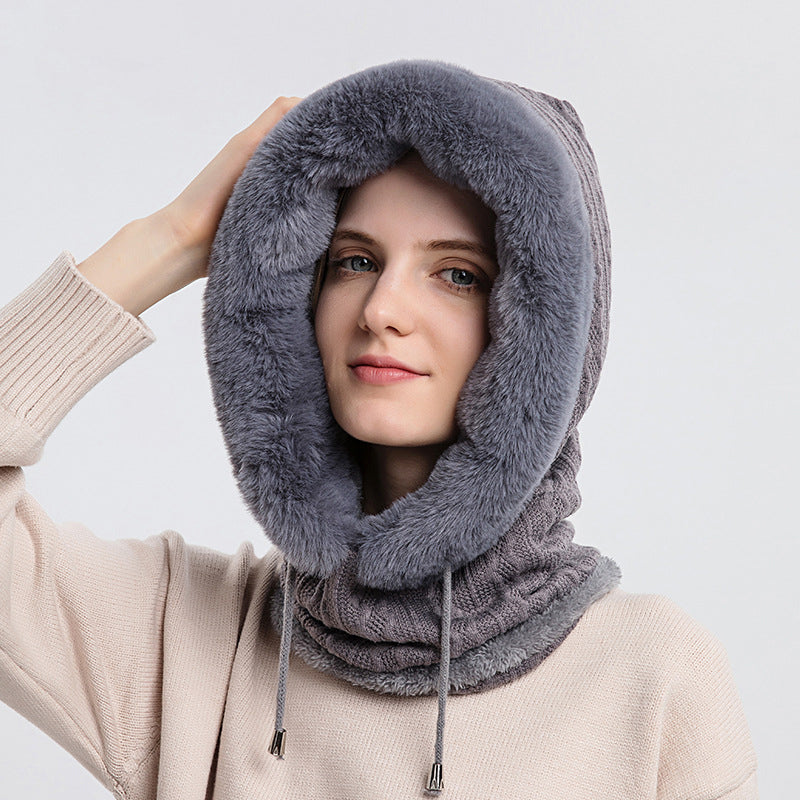 Plush Knit Scarf Hat in pink