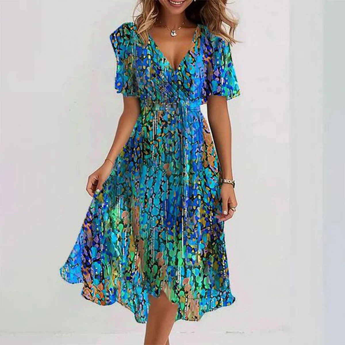 Breezy Chiffon Midi Dress in red