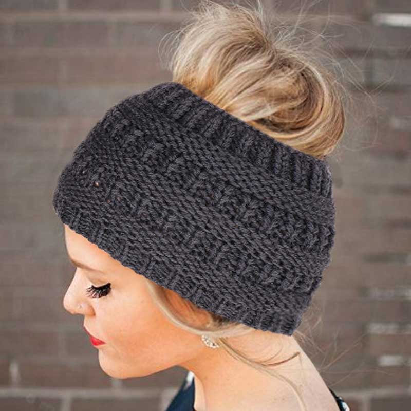 Crochet Ponytail Headwrap - front view
