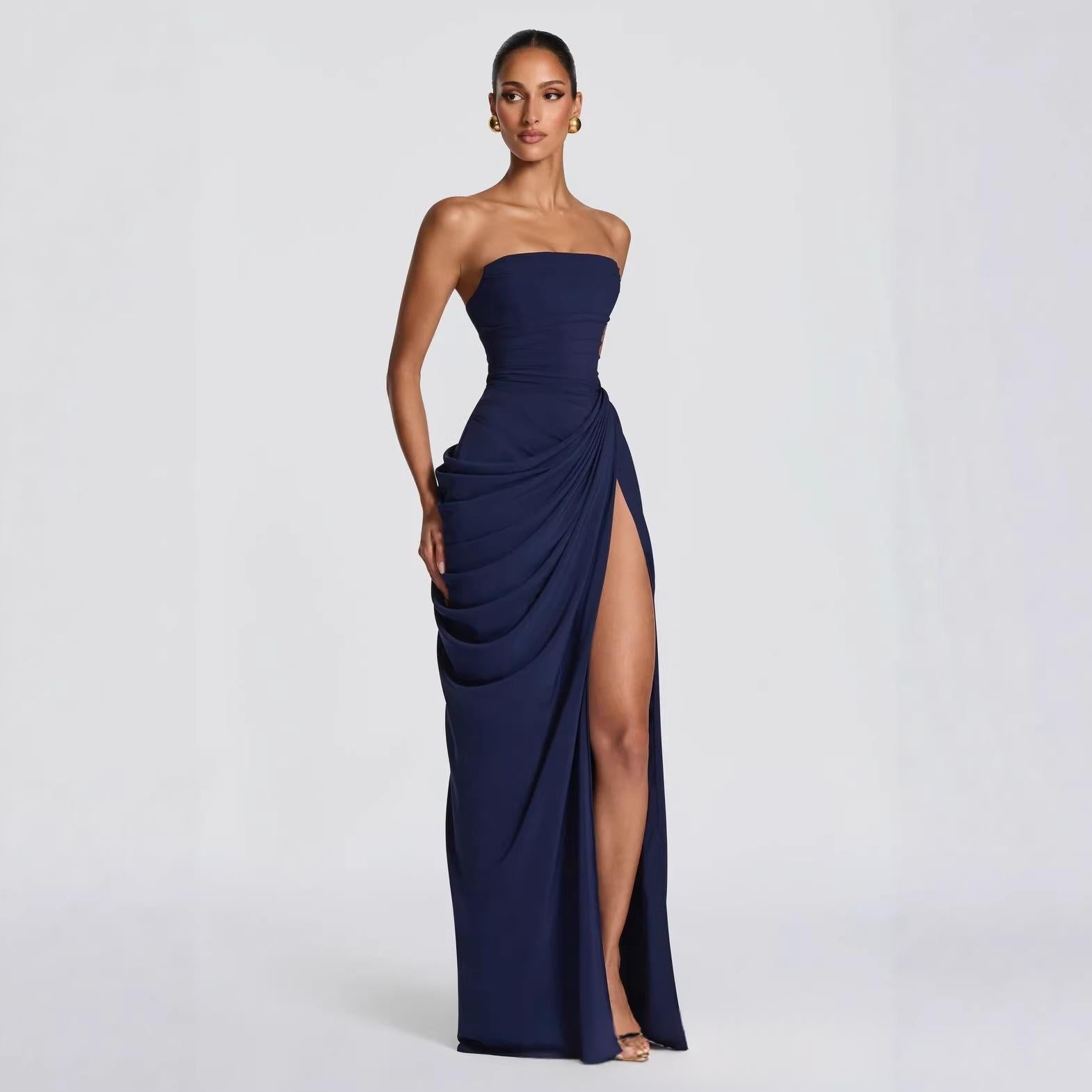 Reverie Strapless Slit Dress - styled on model