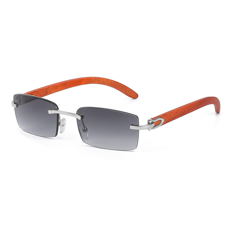 Frameless Diamond-Trim Sunglasses - lens detail