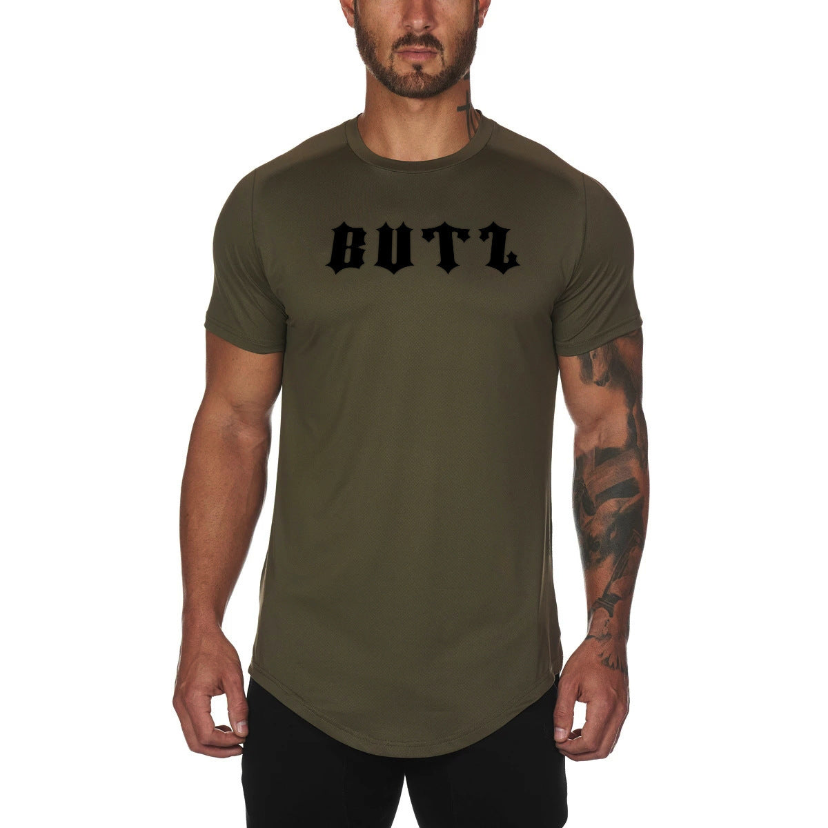 Men's Plain Fitness Gym Shirt, Cotton Blend — sleeve detail — Undefyning Lynes (6 of 10)