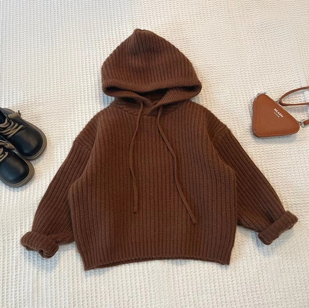 Kids' cozy knit hooded cardigan by Undefyning Lynes, soft and stylish, perfect for everyday wear and everyday adventures.