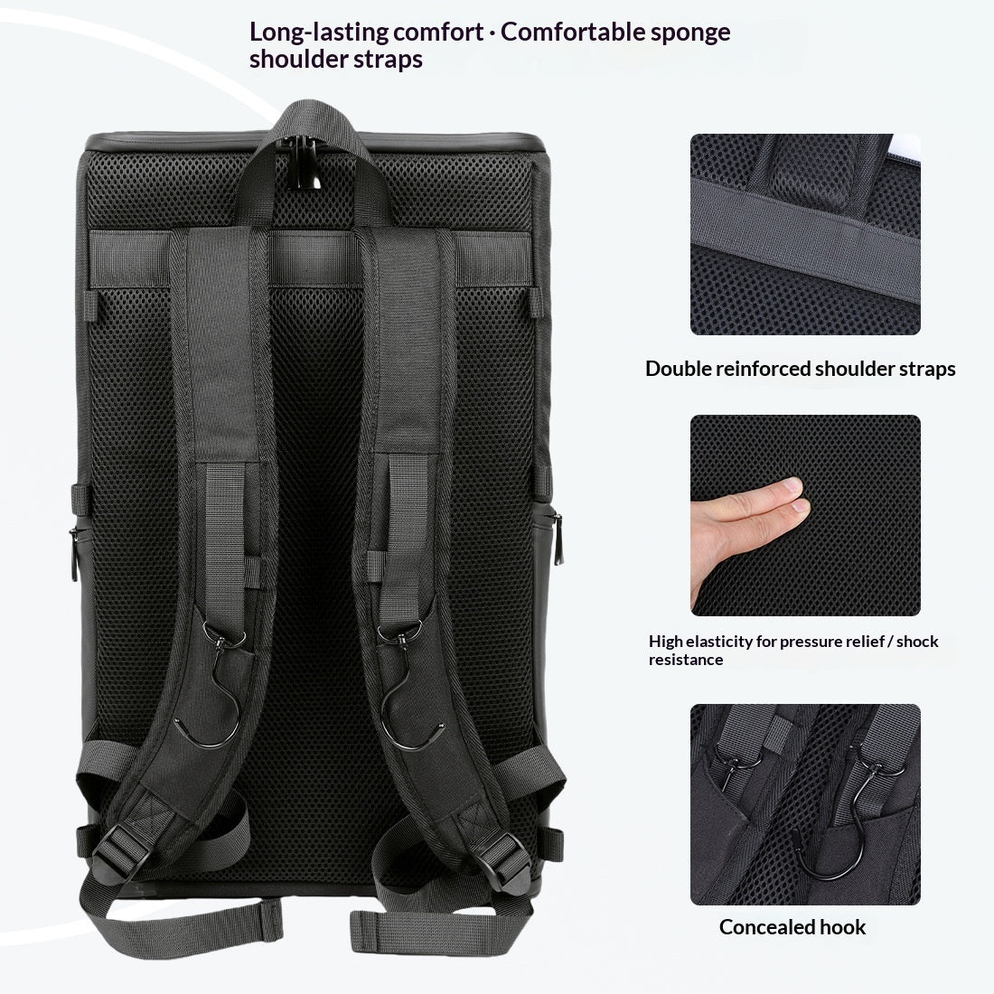 Business Travel Leather Backpack - interior compartments