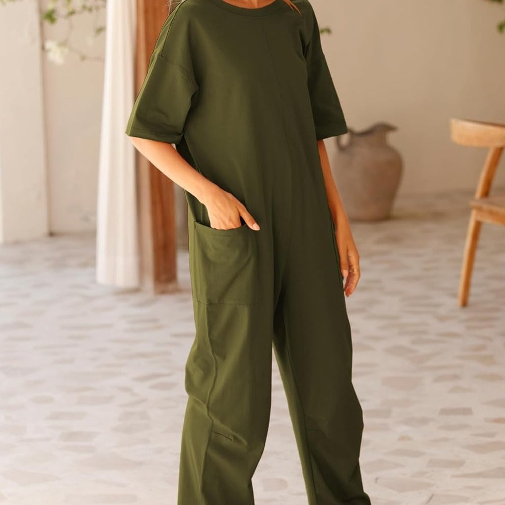 Easton V-Neck Pocket Jumpsuit, view 4
