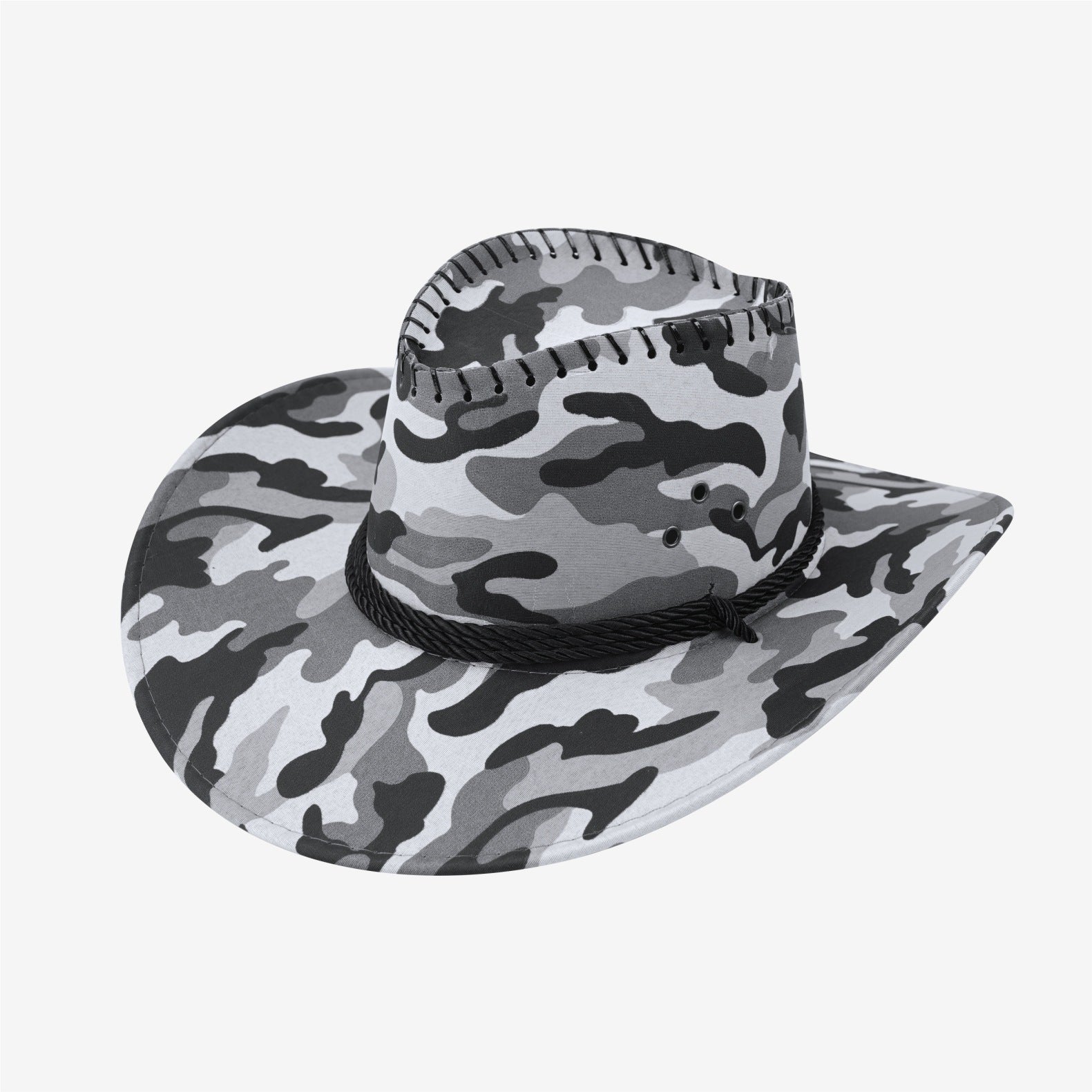 Wide-Brim Western Felt Hat — linen-look finish detail