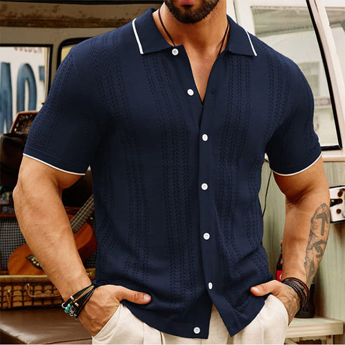 Men's Business Polo Shirt, Button Lapel Short Sleeve — back view — Undefyning Lynes (2 of 8)