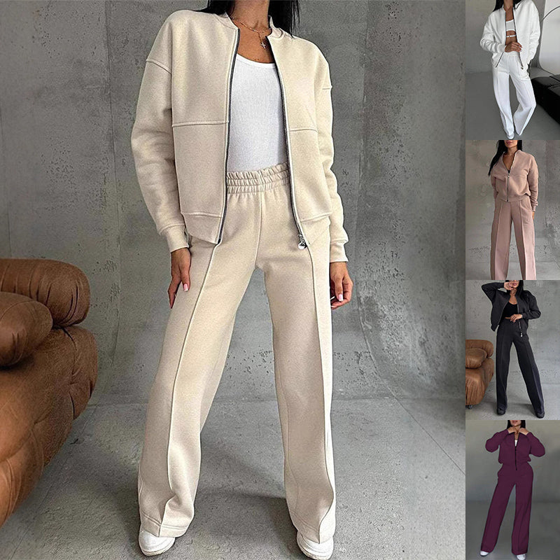 Zip-Front Wide-Leg Set - front view