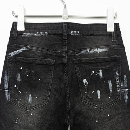 The Paint Splatter — Men's Straight-Leg Paint Splatter Stretch Denim Jeans