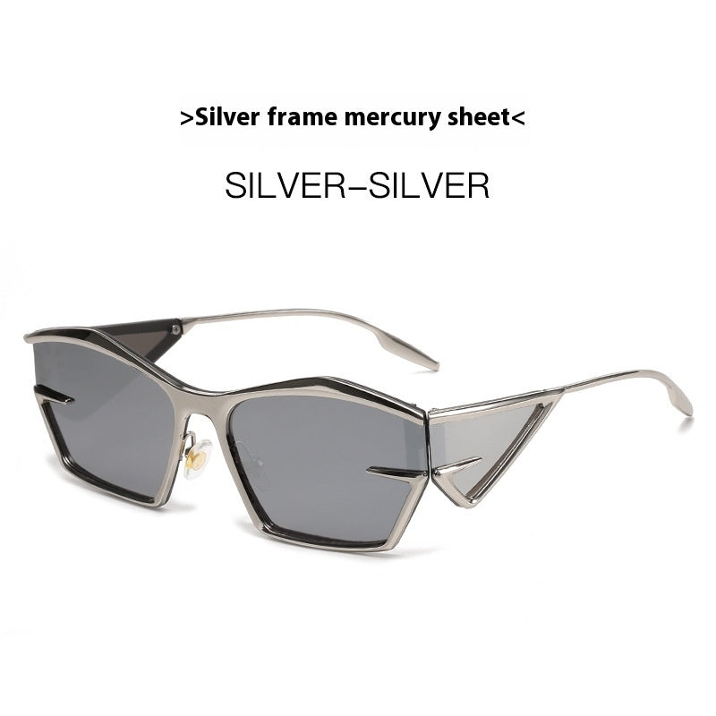 Aurora Tech Sunglasses, silver frame black-gray lens