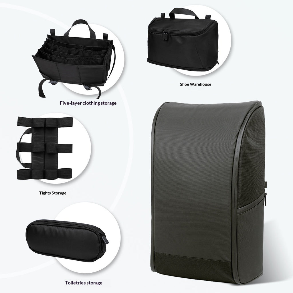 Business Travel Leather Backpack - worn on model