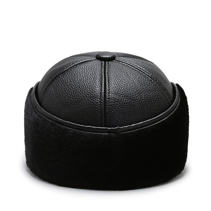 Faux Leather Dome Cap in brown